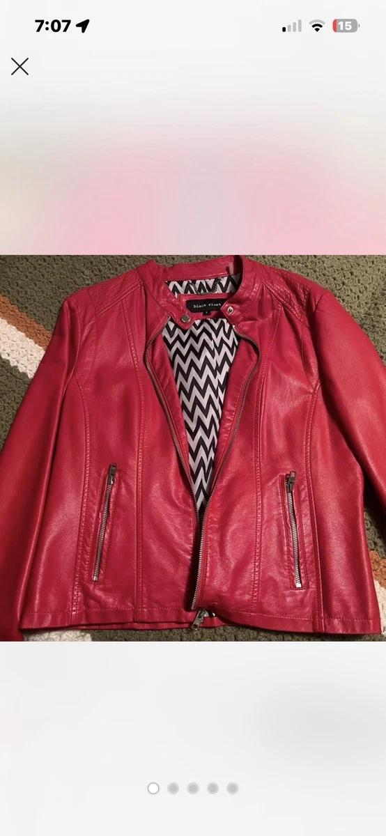 Black Rivet Red Leather Outer Shell Coats, Jackets & Vests for