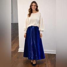 Vintage sapphire blue fully lined shimmery maxi skirt size small