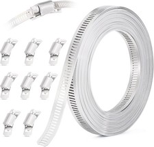 10ft 304 Stainless Steel Hose Clamp Kit Adjustable Worm Gear Straps