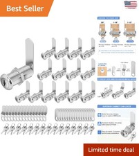 Zinc Alloy Cabinet Locks - 15 Pack Keyed Alike, Easy Install for Thick Drawers