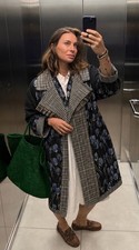 Brogger reversible Ganni Plaid Floral Coat Dress Jacket Oversized XS