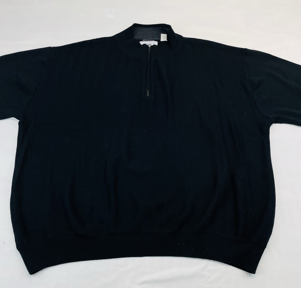 Alex Cannon Fine Italian Wool Sweater Mens XXL Black 1/4 Zip