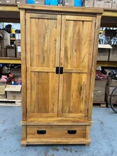 Solid Oak Wardrobe with drawer. Good condition. Two Door with Chest drawer