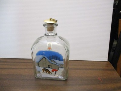 Holmegaard Christmas Decanter Harald Wiberg Tomte Dog Fox 1989 Schnapps Bottle