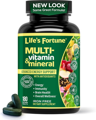 Life's Fortune Multivitamin & Mineral 180 Tablets All Natural Energy Source