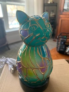 Retro Stained Nightlight Cat with USB NIB