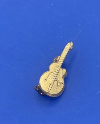 Vtg Violin Lapel Pin Fiddle Gold Tone Miniature Music Instrument Band