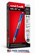 uni-ball Gel RT Retractable Gel Pens Blue Ink 0.38mm Micro Point 12 Pack 69035