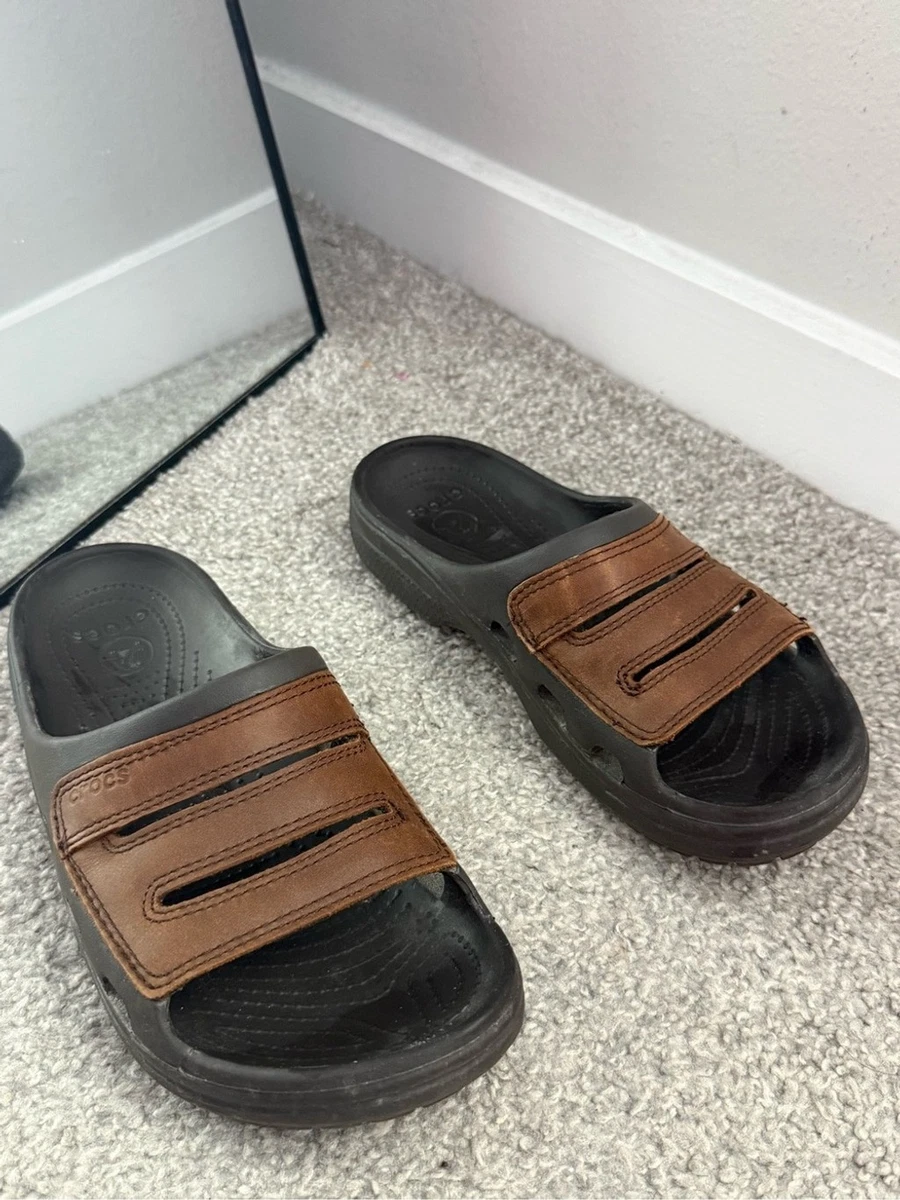 Crocs Slide Leather Upper Sandals for Men for sale - eBay