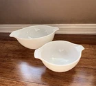 Vintage Pyrex Cinderella Mixing Bowls Set of 2 White Opal Milk Glass 441 & 443
