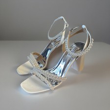 Badgley Mischka Feisty MP6715-142 Women's 8.5 Soft White Pearl Block Heel ZPO792