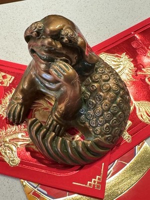 Chinese Feng Shui Lion Pixiu Attract Wealth Bronze/Brass Heavy Sculpture Decor