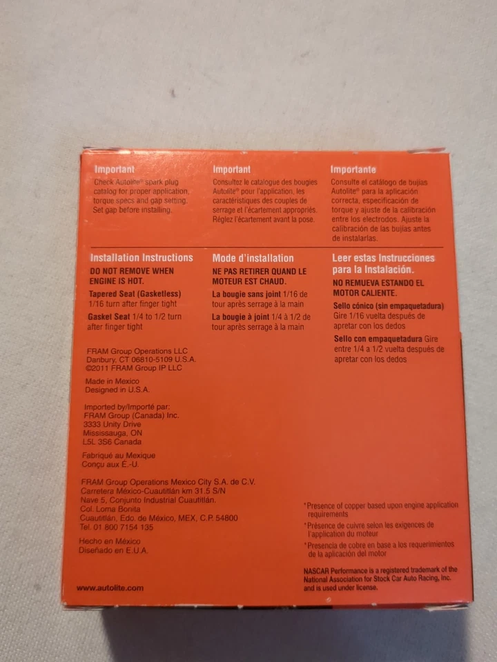 Paquete de 4 - Bujías de repuesto automotrices Autolite 404 con resistencia de cobre Foto 3 de 3