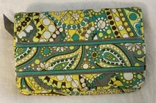Vera Bradley ID Case Purse Wallet Kiss Lock Coin Key Ring Lemon Parfait Pattern