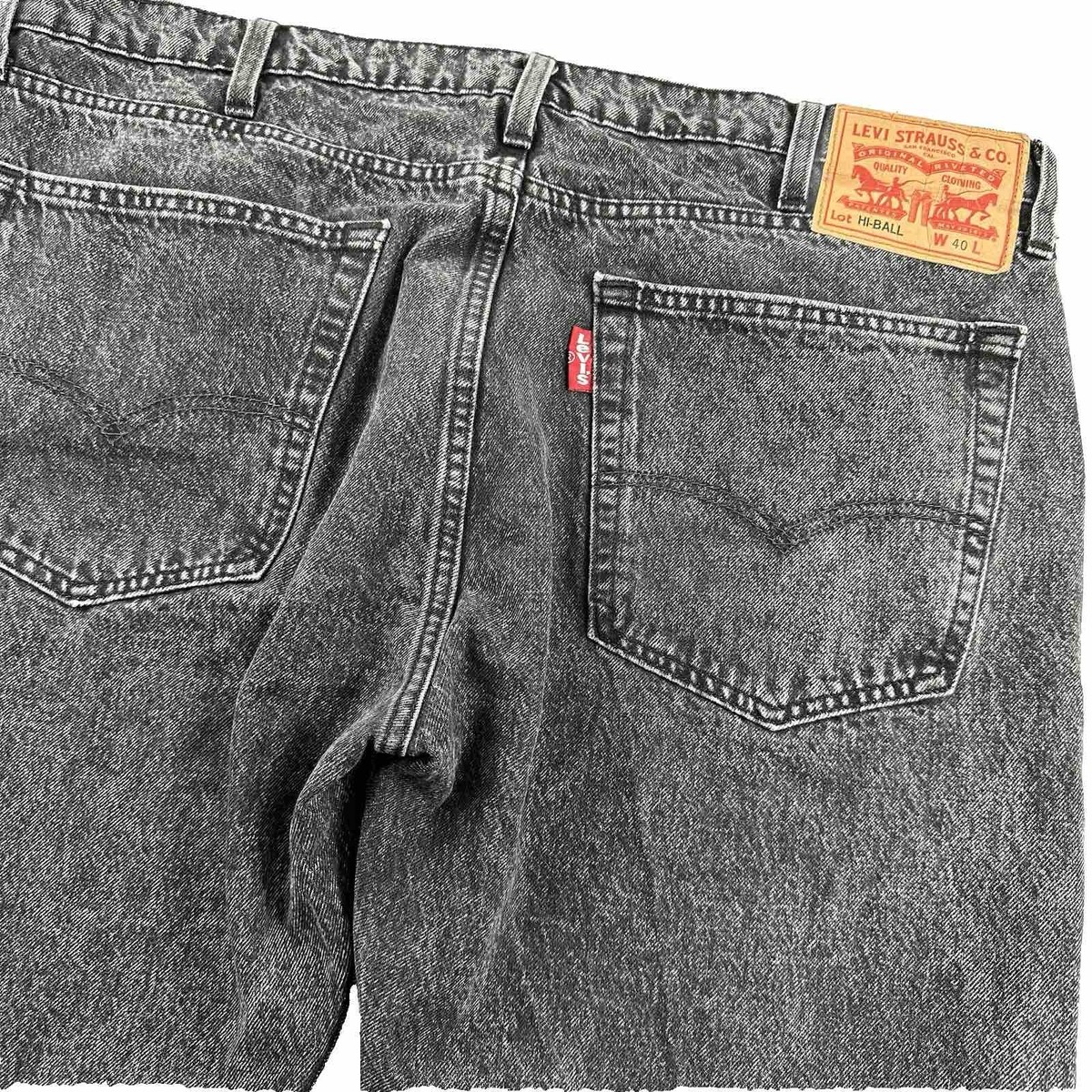Levi's Mens 40x23 HI-BALL Black Jeans Denim Stretch Raw Hem Levi's Mens 40x23 HI-BALL Black Jeans Denim Stretch Raw Hem
