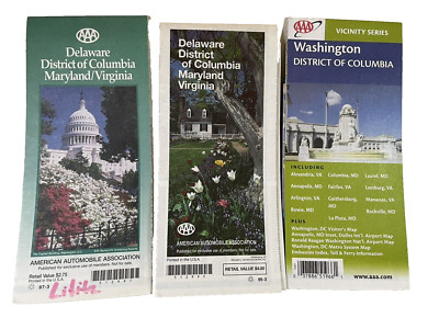 AAA Delaware District of Columbia Maryland Virginia 1990'S Maps Washingt Lot 3