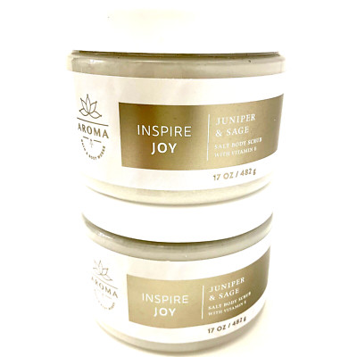 2-Pack Bath & Body Works INSPIRE JOY Juniper & Sage SALT BODY SCRUB 17 oz Each