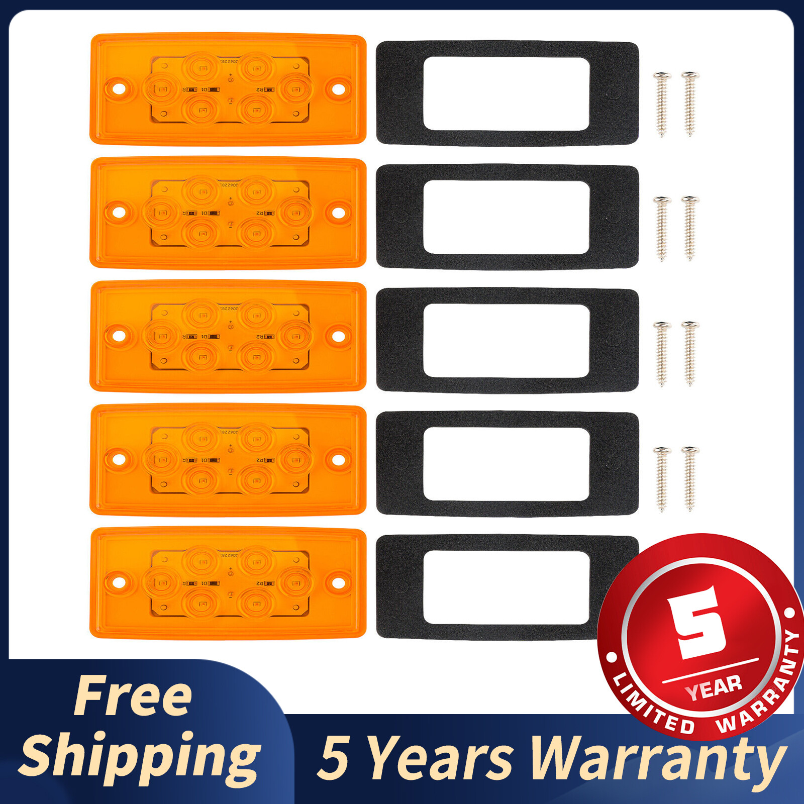 6LED Amber Trailer Truck Cab Roof Marker Lights US New