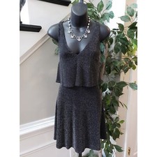 Express Sheath Dress Womens XS Gray Shimmer Metallic Sparkling V Neck Sleeveless