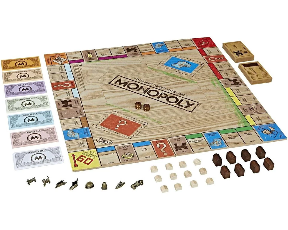 Monopoly Holz Sonderedition Englische Version Luxuriöses Retro-Brettspiel Spiel - Bild 2 von 4