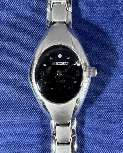 Seiko elegante Damen-Quarzuhr Edelstahl kleines klassisches schwarzes Zifferblatt 9493 - Bild 2 von 5