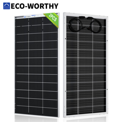 ECO-WORTHY Bifacial 200W Watt Solar Panel Mono 2 pack (400W) 12V/24V PV for RV