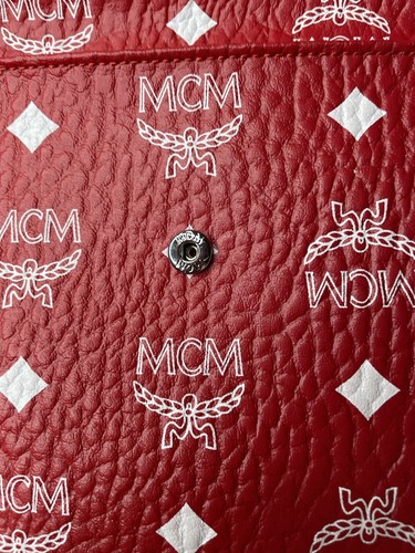 NEW MCM Visetos Monogram Red White Envelope Clutch Coated Canvas w/ Box Gift - Picture 12 of 16