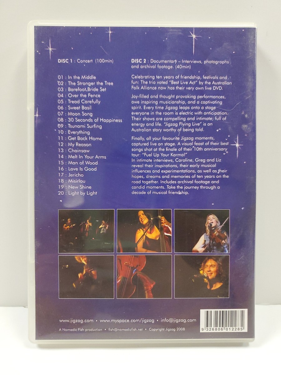 JIGZAG Flying Live DVD, 2 Disc Set, Musical Video - Very Good HTF