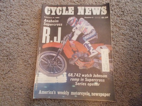 February 8, 1989 Number 5 Cycle News Newspaper / Ricky Johnson Supercross Anahei