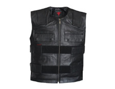 Mens New Motorcycle Black Buckle Tactical Vest Single Panel Concealed Carry