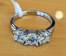 Couture Platinum Plated Silver 1.50ct Look Cubic Zirconia Trilogy Ring- Size N.