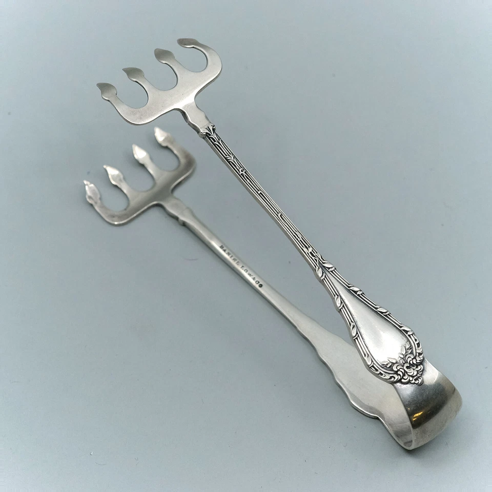 Pinzas de sardina victorianas Madame Royale de Durgin de plata de ley de 4 5/8" sin mono Foto 4 de 4