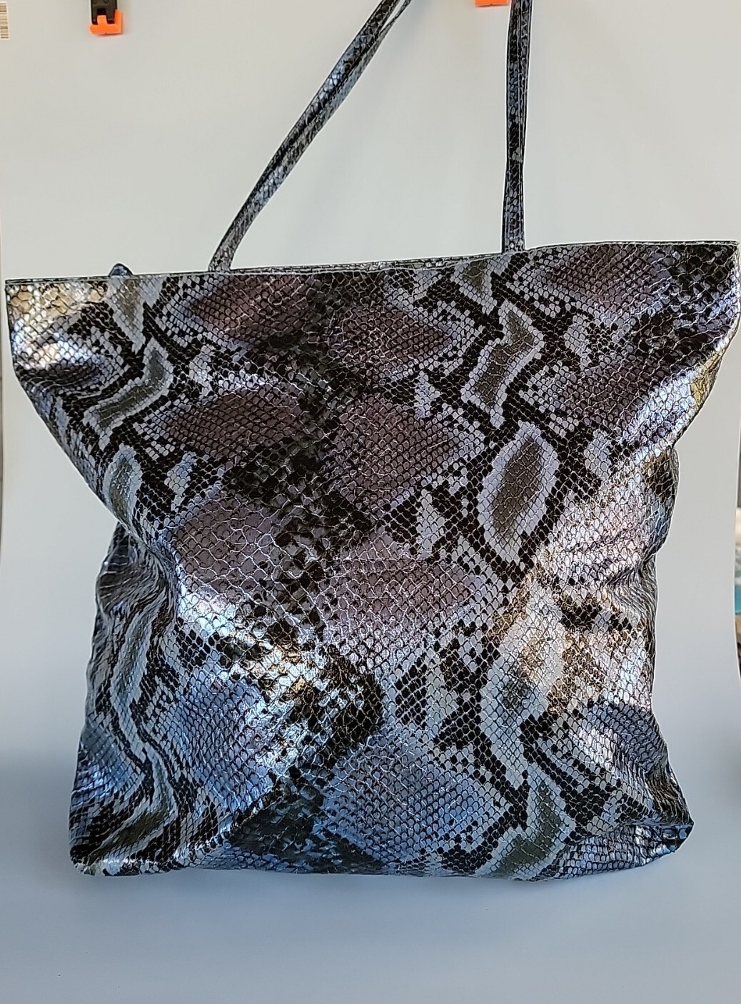 Chi Mixed Blue & Black Metallic Snake Skin Large Tote… - Gem