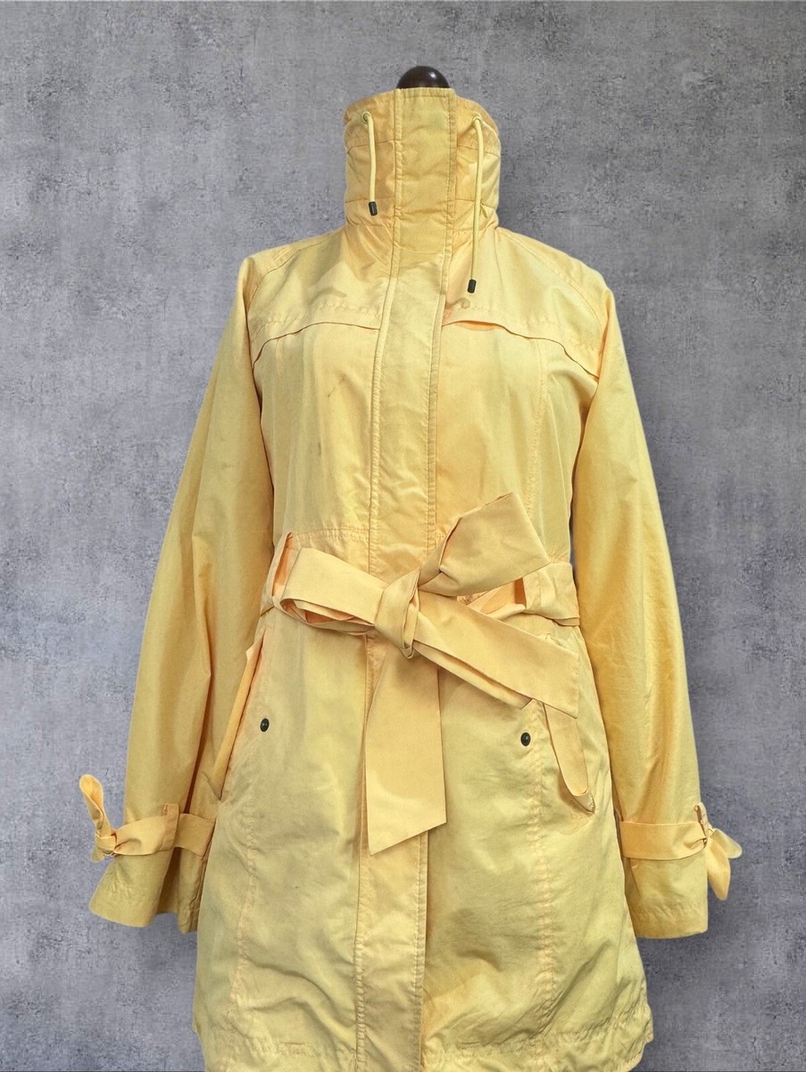 Joules Raincoat Women UK Yellow Belted Thin Hooded Mac Parka