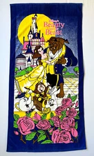 Vintage Beauty and the Beast Disney DEADSTOCK Beach Towel Franco 90s Disney