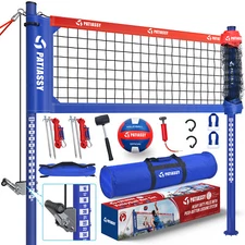 Premium 32' Professional Volleyball Net Set Outdoor with Adjustable Height Poles