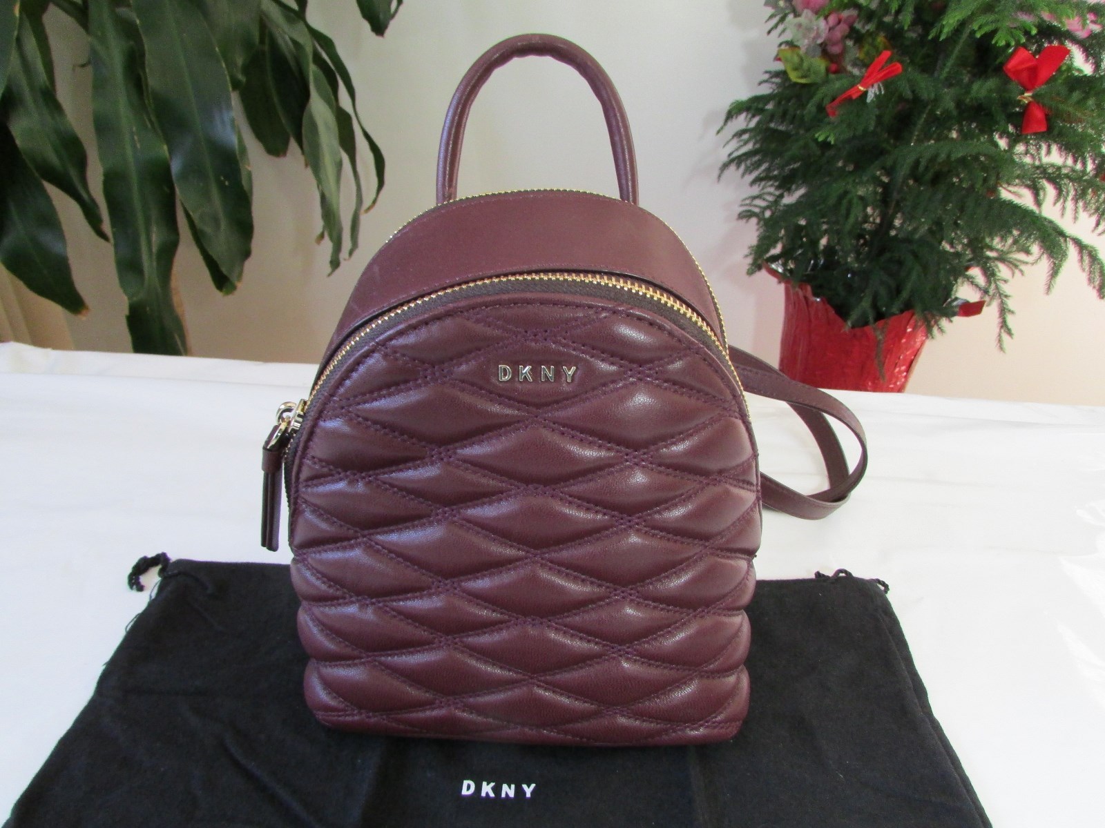 NWT DKNY Lara Mini Quilted Leather Crossbody Bag Cordovan or Black eBay