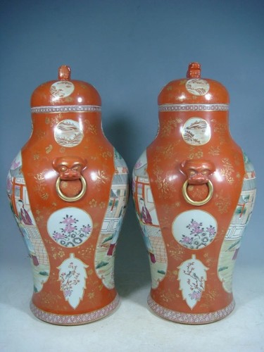 Hermoso medallón de macetas rosa dorada porcelana china - Imagen 7 de 10
