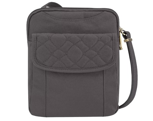 Brand New Travelon Anti-Theft Signature Quilted Slim Pouch, Smoke & Ocean - Picture 14 of 17