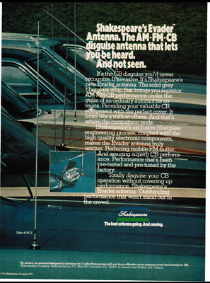 Shakespeare's Evader AM FM CB Disguise Antenna - 1977 Vintage Print Ad Ephemera