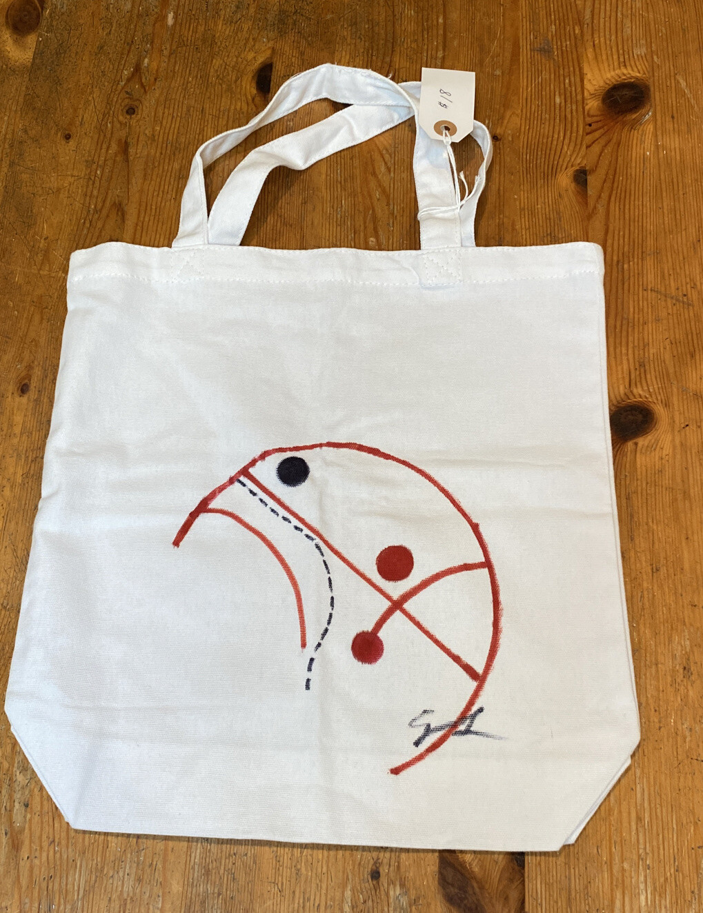 Original Art One-of-a-Kind Tote with Sacred Geometry Design in White-image