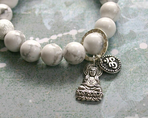 Buddha Yoga Bracelet Energy Power White Howlite - Image 4 of 4