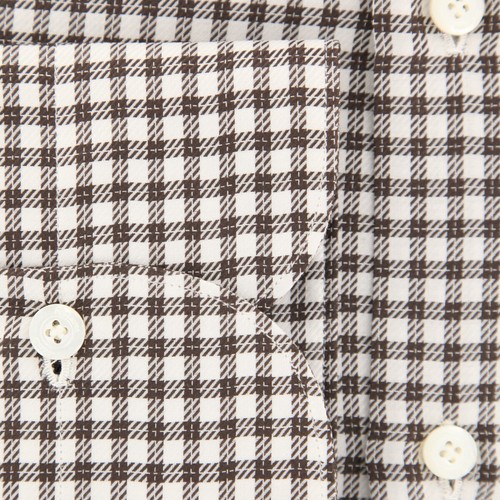 Finamore Napoli Brown Micro-Check Shirt - Slim - (FN818171) - Picture 3 of 4