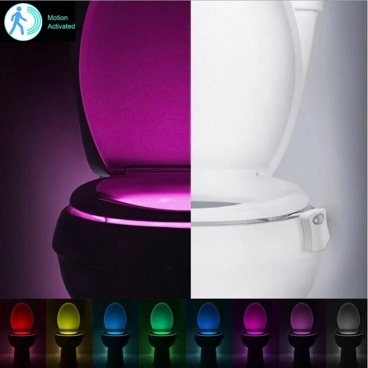 16 8 LED Colour Toilet Bowl Night Disco Light PIR Motion Activated Seat Sensor
