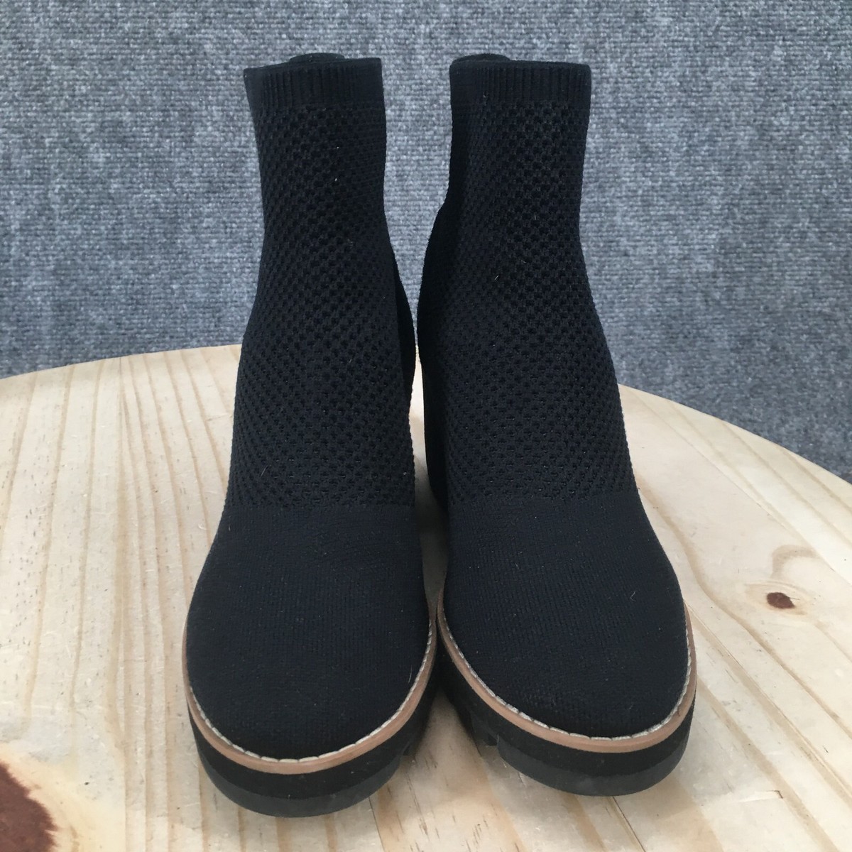 Chelsea Wedge Washed Leather Bootie | EILEEN FISHER Eileen Fisher Black Textured Snake Embossed Platform Ankle Boots Size 6.5 Lug main image 2
