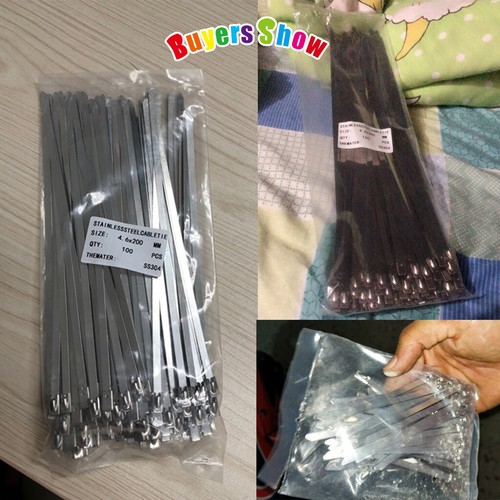 Wire Cable Zip Ties Wraps 304 201 Stainless Steel 4.6-10mm Wide 100-500mm Long - Foto 12 di 36