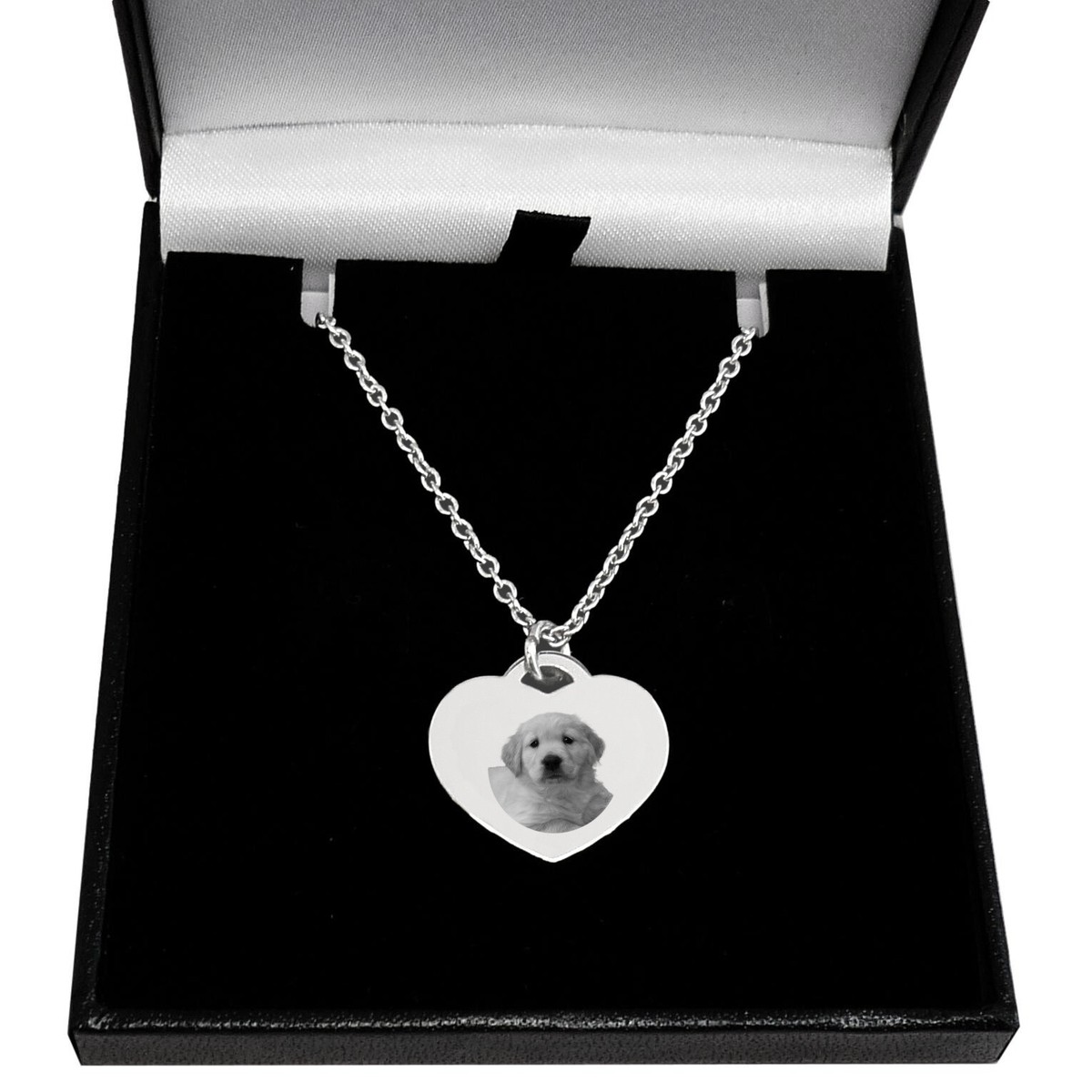 Photo Necklace, Personalised Heart Necklace, Engraved, Pet, Cat, Dog, Face,  Gift