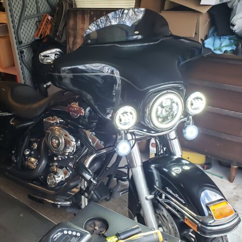 Eagle Lights 7" Black Gen 3 LED Headlight Spot Light Kit 14-23 Harley Road King - Picture 2 of 16