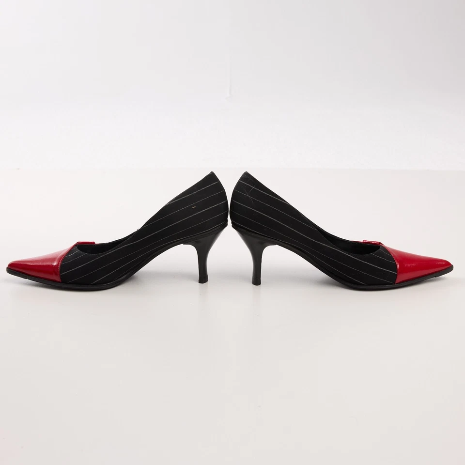 Casadei Gatito Tela Cuero Punta Tacones Talla 38.5 EU / 8.5 US Foto 3 de 4