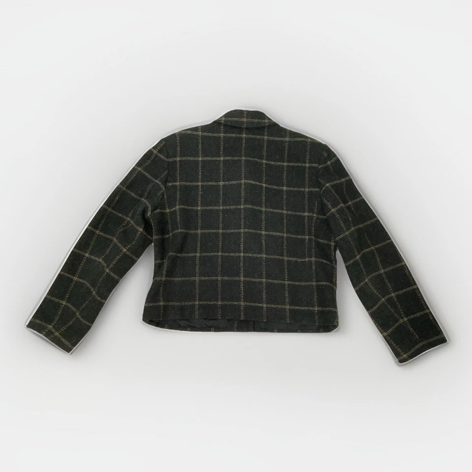 Harris Wallace Jacket Blazer Womens S Plaid Gray Wool Blend Button Up Vintage - Image 2 of 4